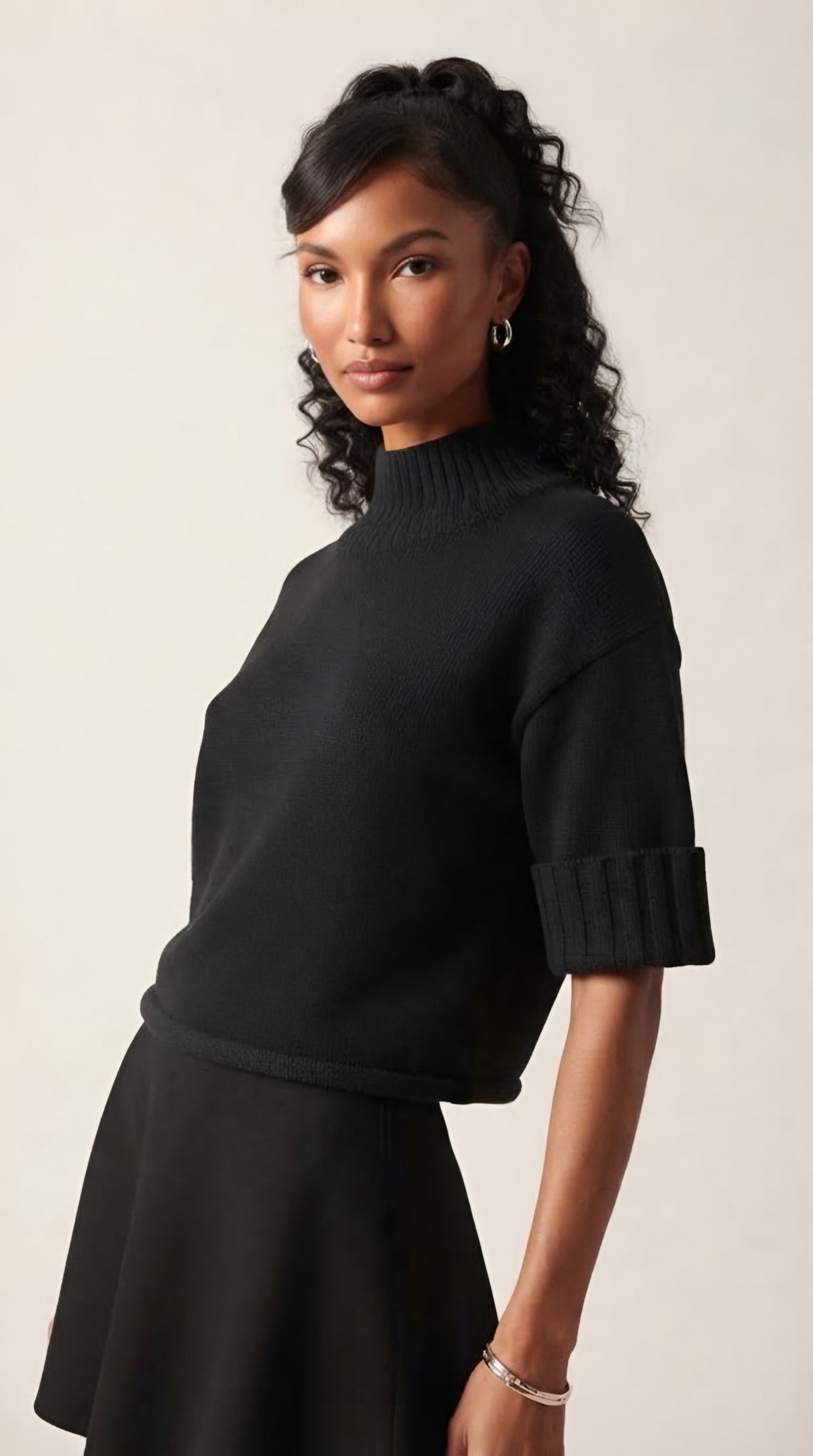 Hausse Chunky Ribbed High Collar Sweater