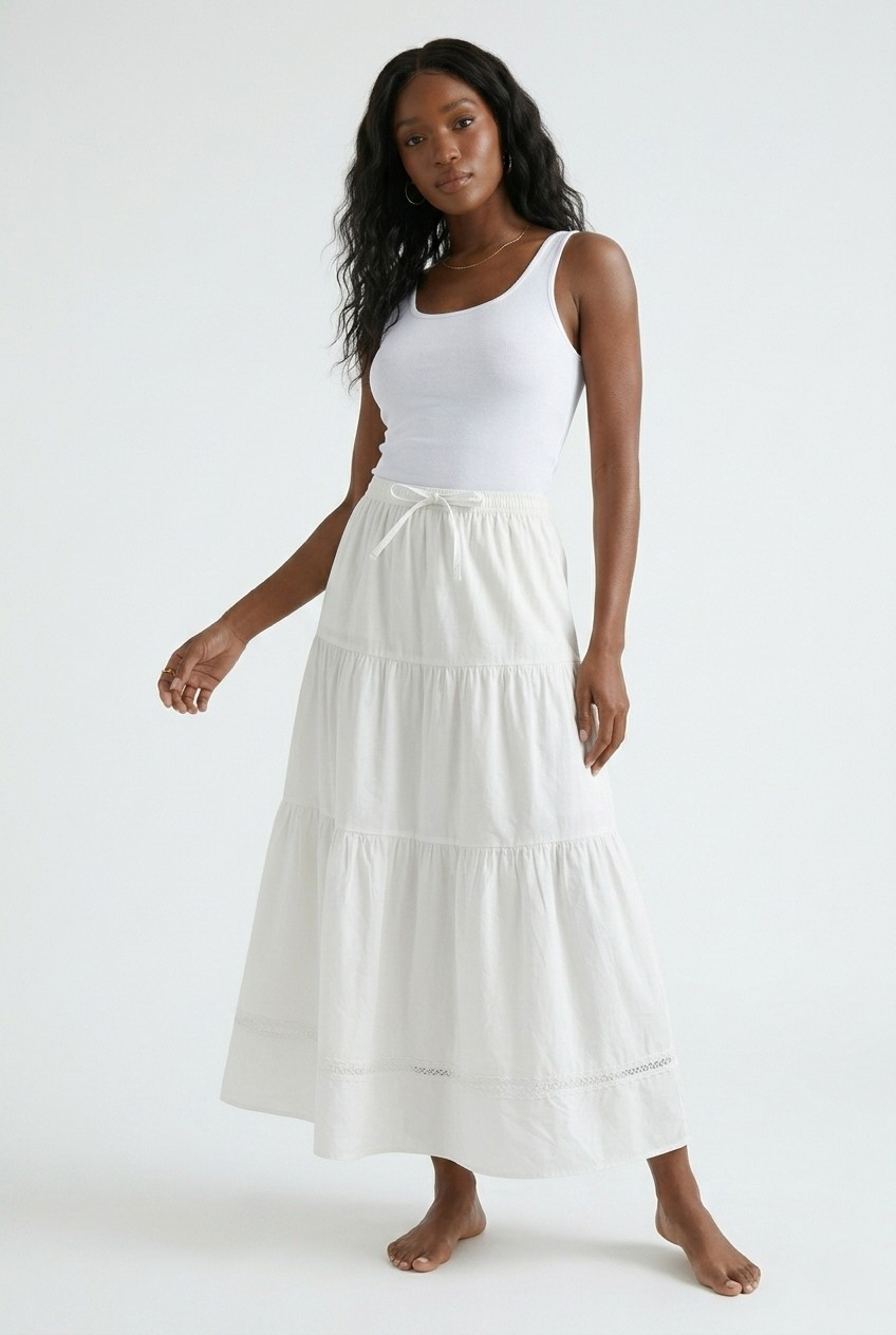 Ficelle Lace Detail Maxi Skirt