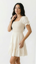Volute Smocked Tiered Mini Dress