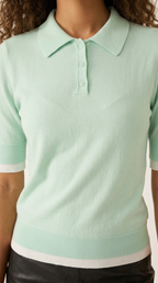 Passepoil Polo Knit Top