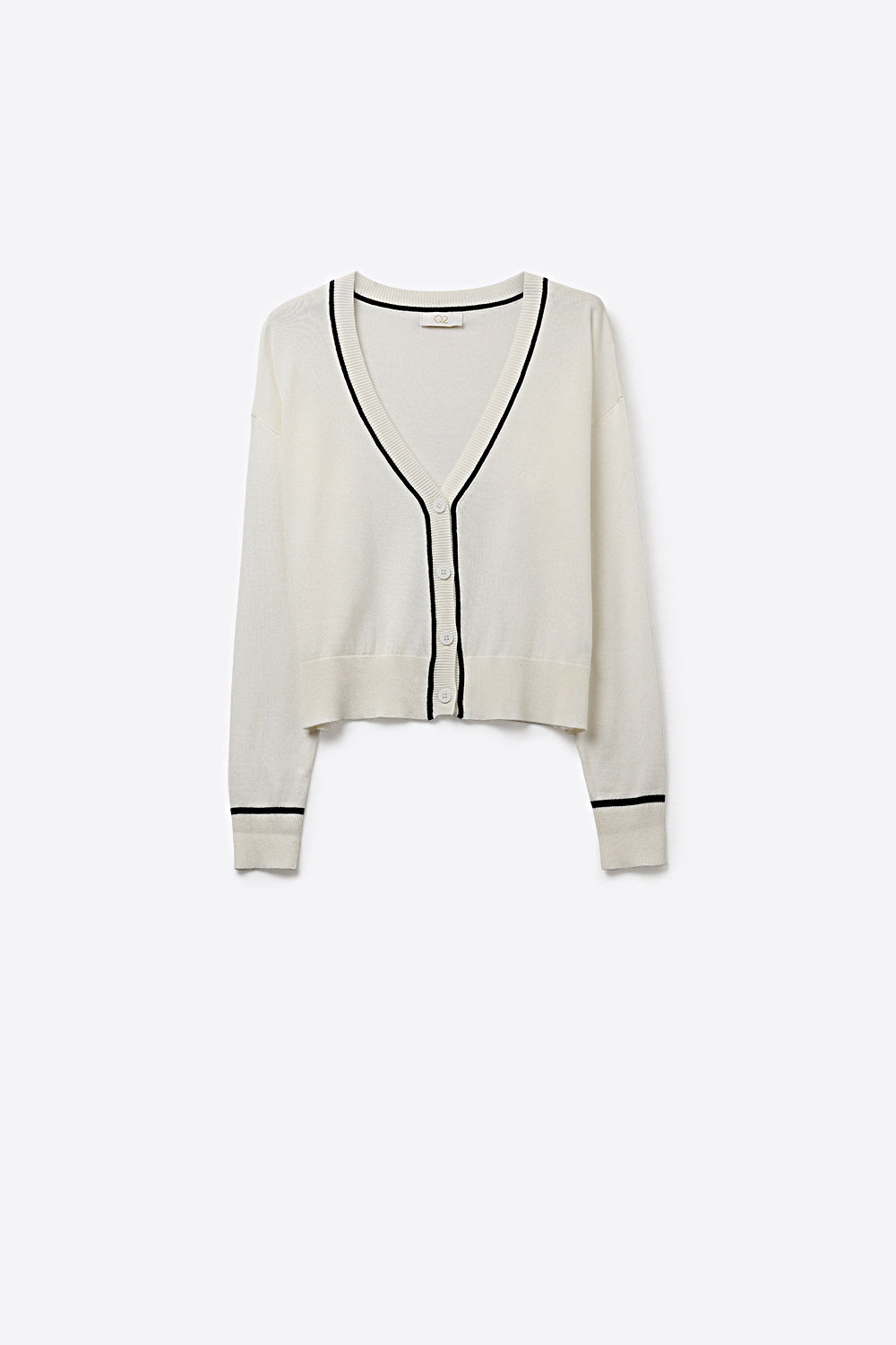 Contour White Contrast Trim Cardigan