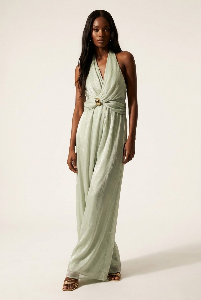 Lumine Metallic Halter Jumpsuit