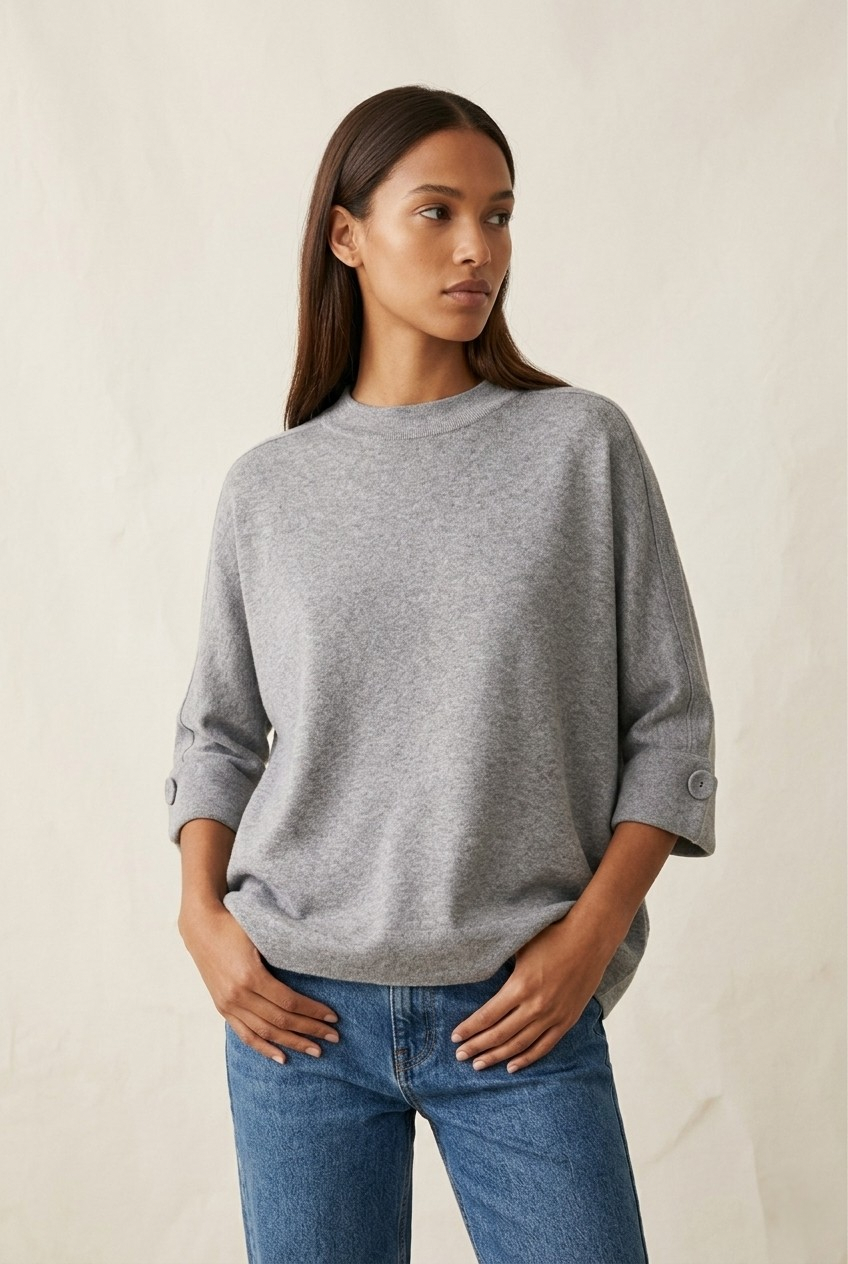 Nacelle Button Sleeve Knit Sweater