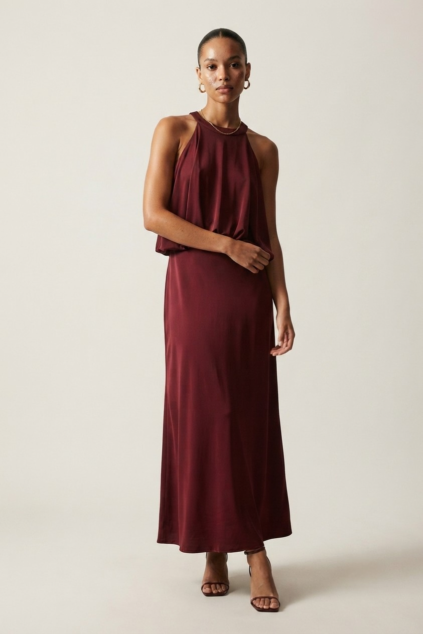 Sérénade Bow Back Halter Maxi Dress