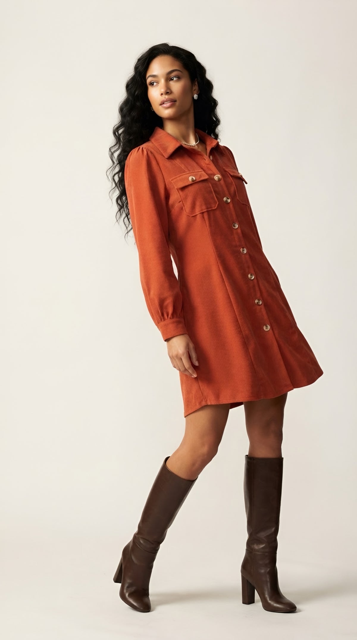 Sillage Corduroy Button-Down Dress