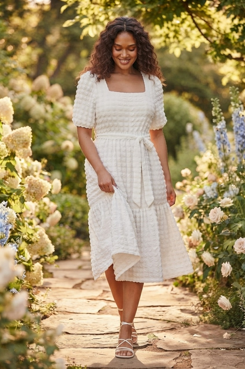 Soufflé Bubble Knit Midi Dress