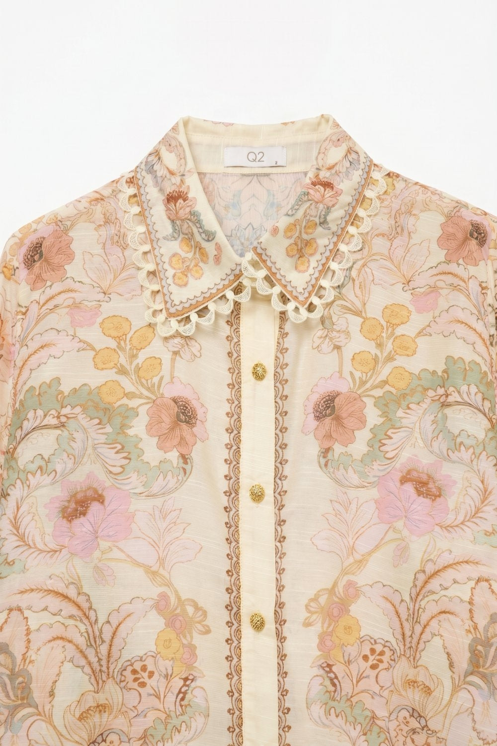 Dentelle Floral Lace Trim Shirt