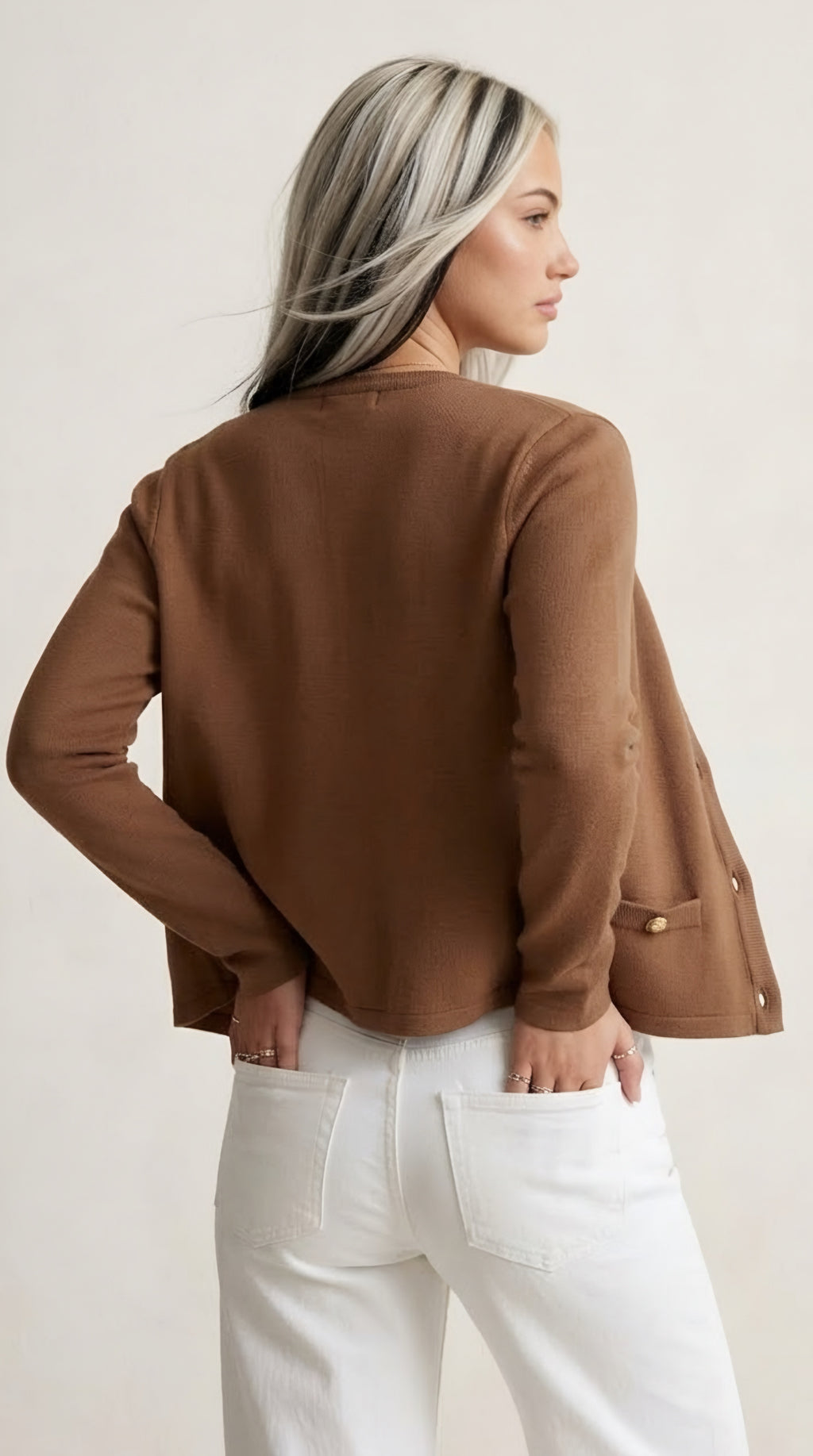 Dorée Gold Button Cardigan