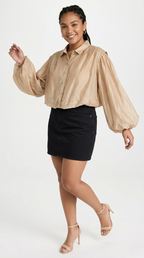 Soie Tencel Balloon Sleeve Blouse