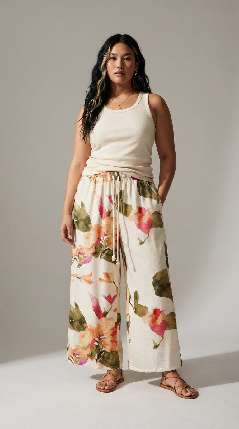 Aquarelle Floral Wide Leg Pants