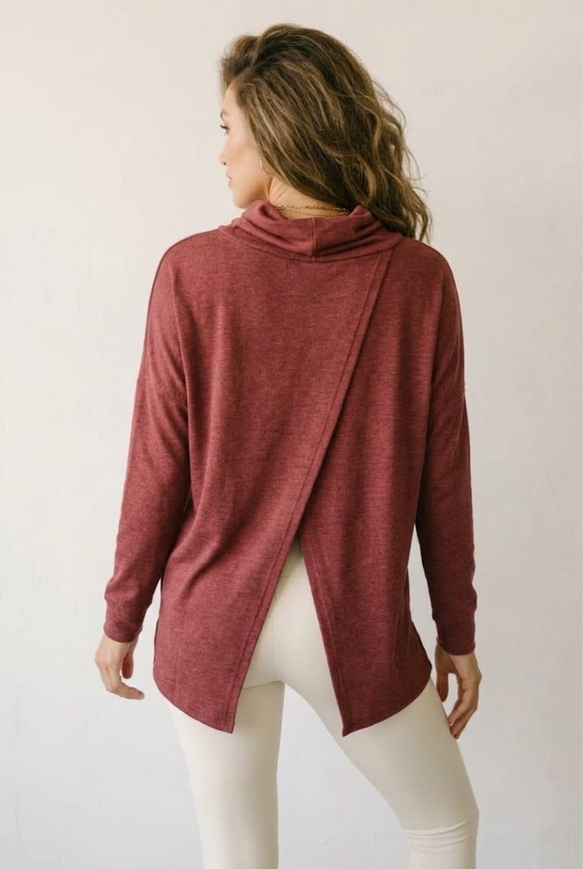 Détente Wine Cowl Neck Pullover