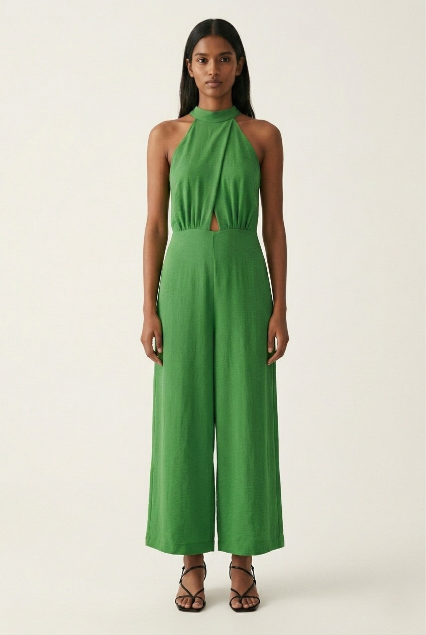 Croisé Halter Wide Leg Jumpsuit