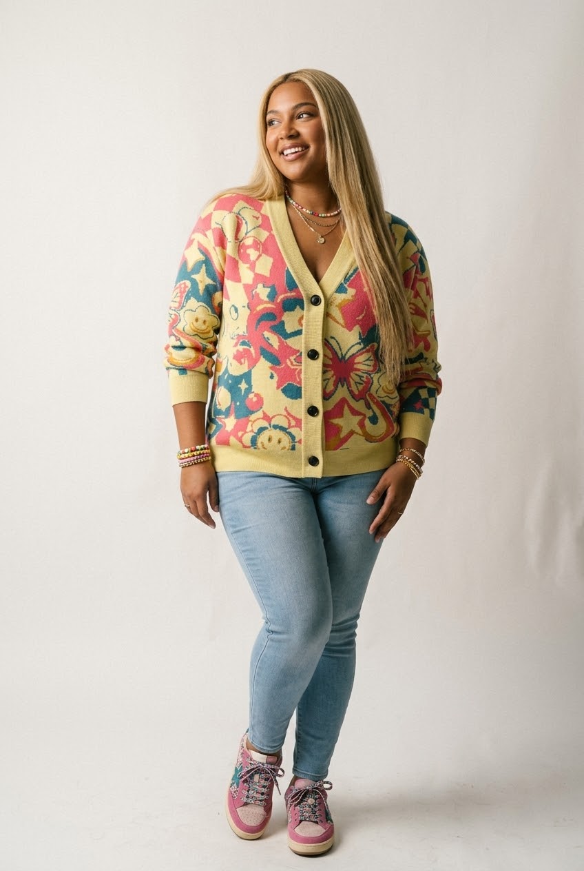 Bazart Jacquard Knit Cardigan