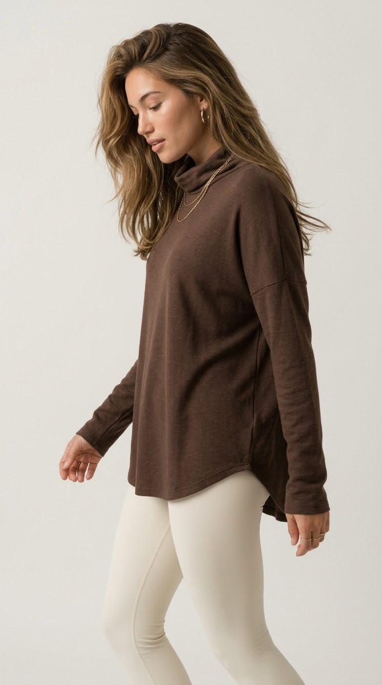Détente Chocolate Cowl Neck Pullover