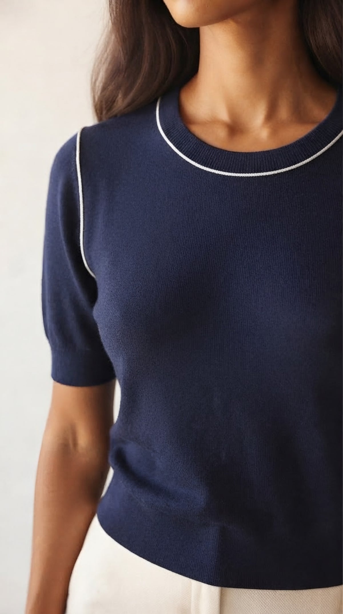 Nervuré Cap Sleeve Knit Sweater
