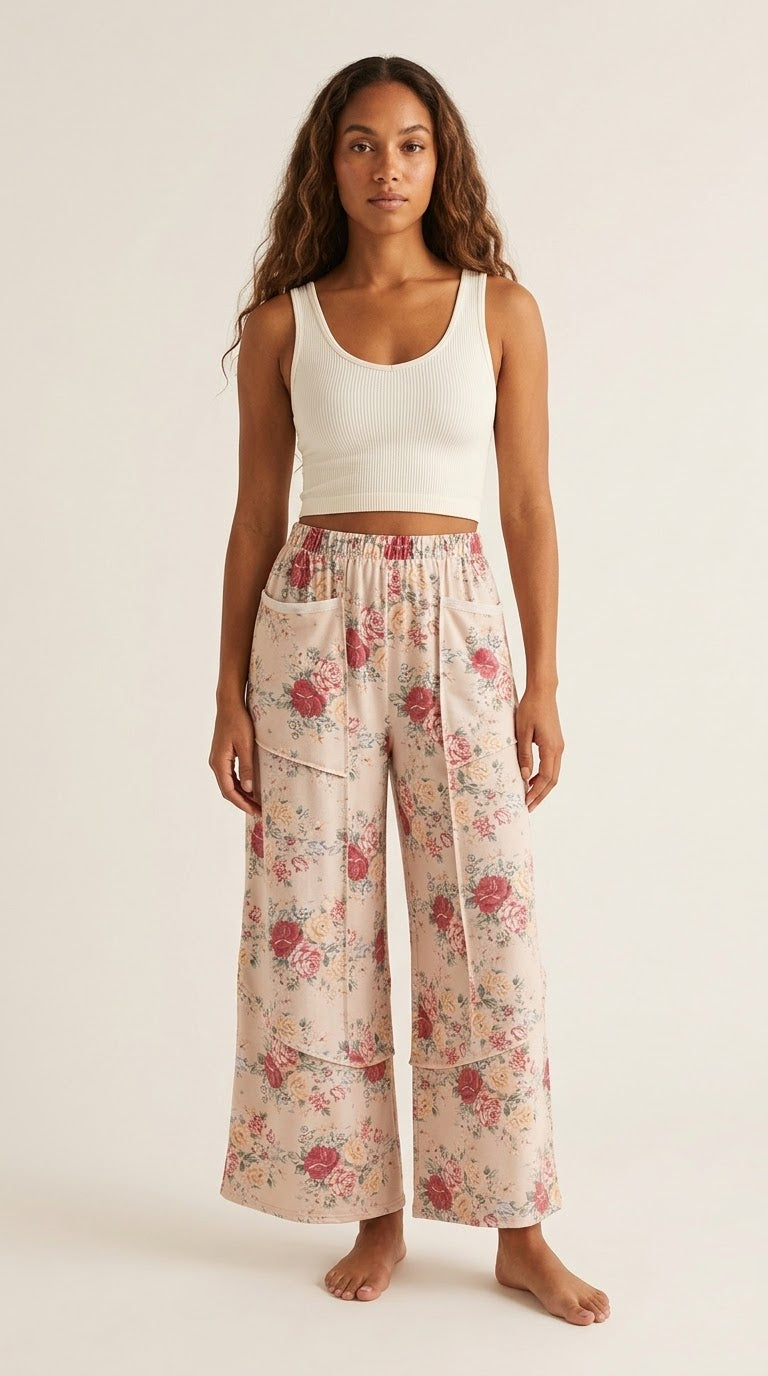 Rosier Floral Wide Leg Bottoms
