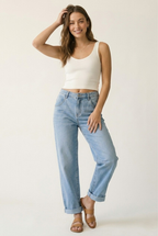 Côté Straight Leg Rolled Hem Jeans