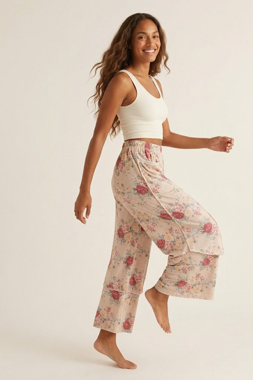 Rosier Floral Wide Leg Bottoms