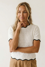Œillet Contrast Trim Knit Top