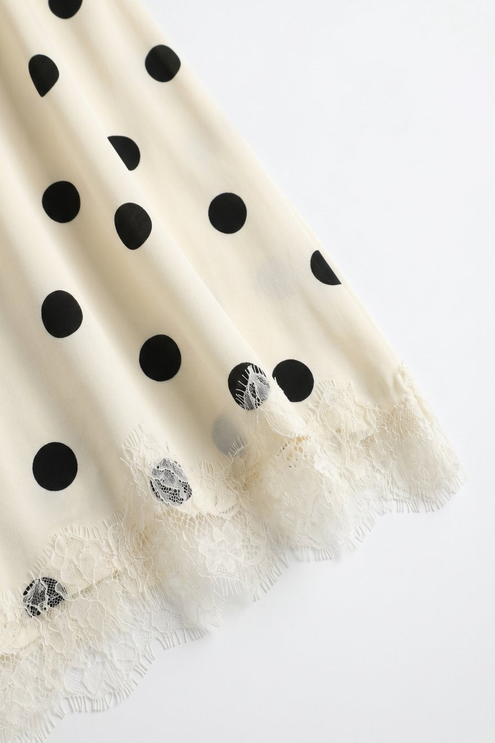Dotté Satin Lace Trim Asymmetrical Midi Skirt