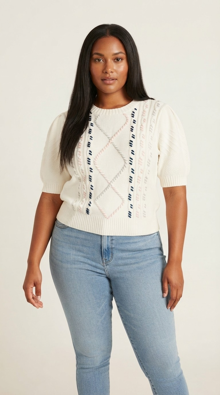 Torsade Cable Knit Puff Top