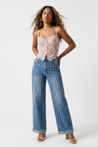 Vergure Stripe Wide Leg Jeans