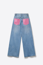 Scintille Pink Strass Wide Leg Jeans