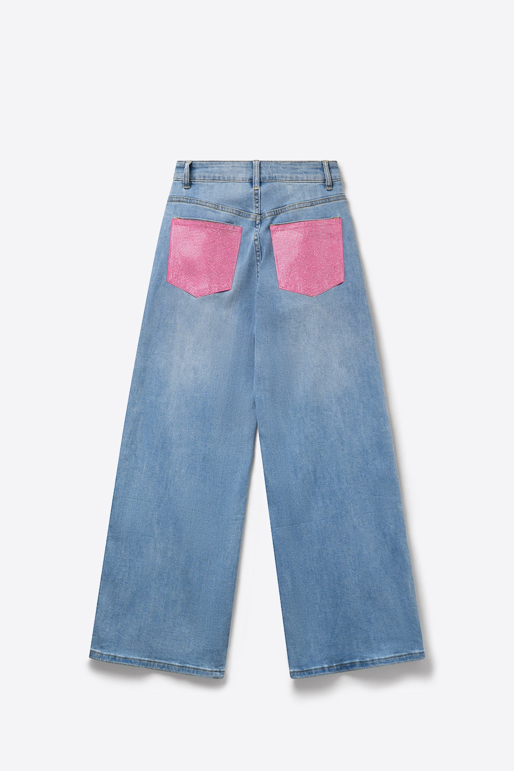 Scintille Pink Strass Wide Leg Jeans