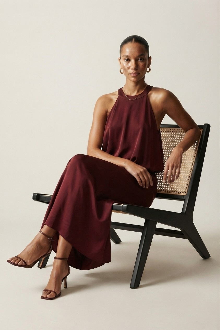 Sérénade Bow Back Halter Maxi Dress