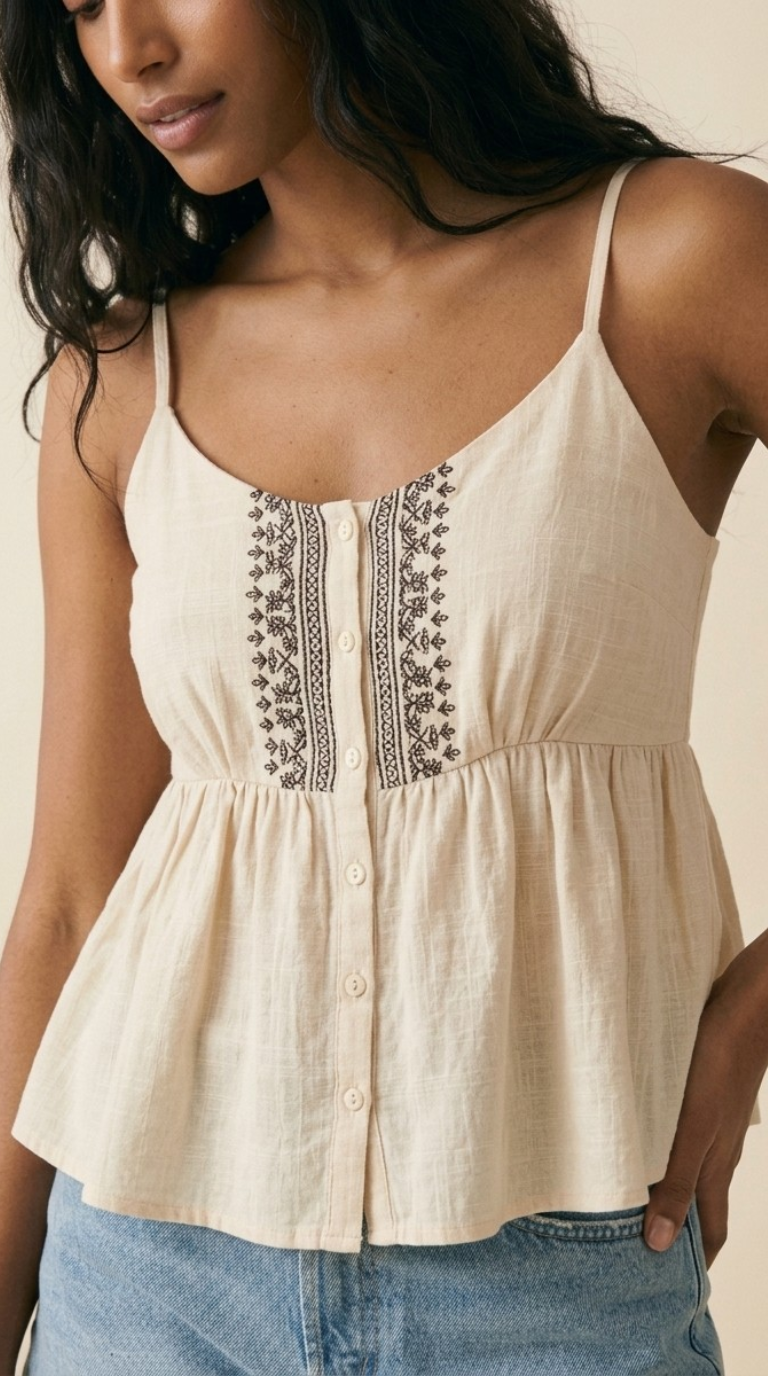 Cannelle Peplum Embroidered Top