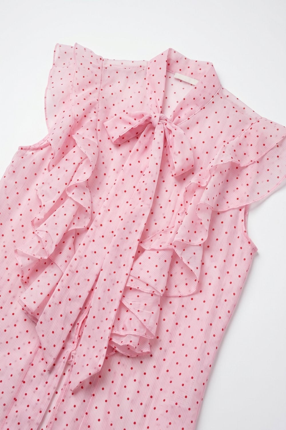 Rosette Polka Dot Ruffle Blouse