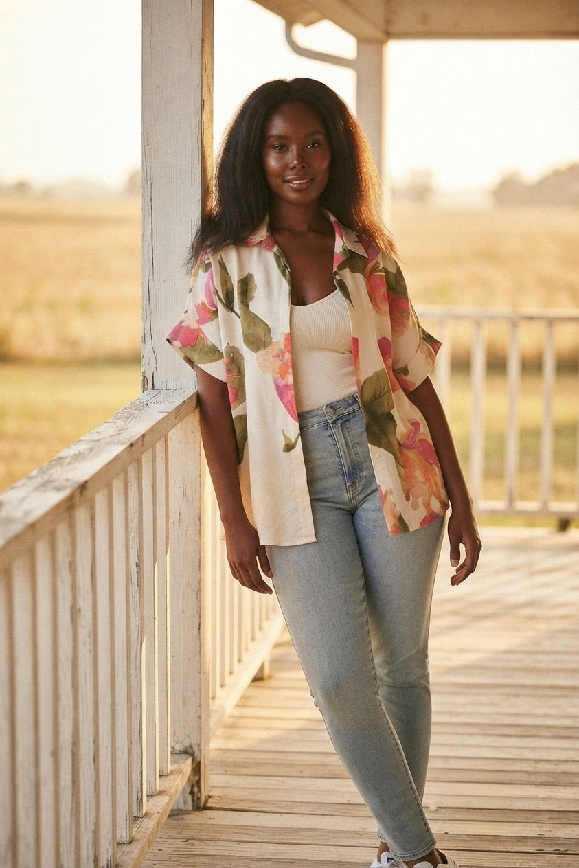 Aquarelle Floral Oversized Shirt