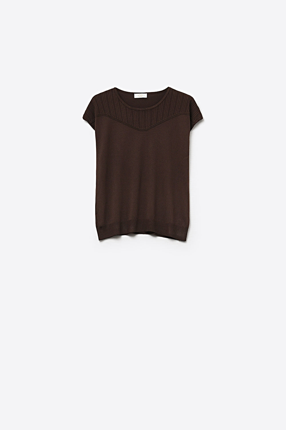 Nervuré Brown Cap Sleeve Knit Sweater