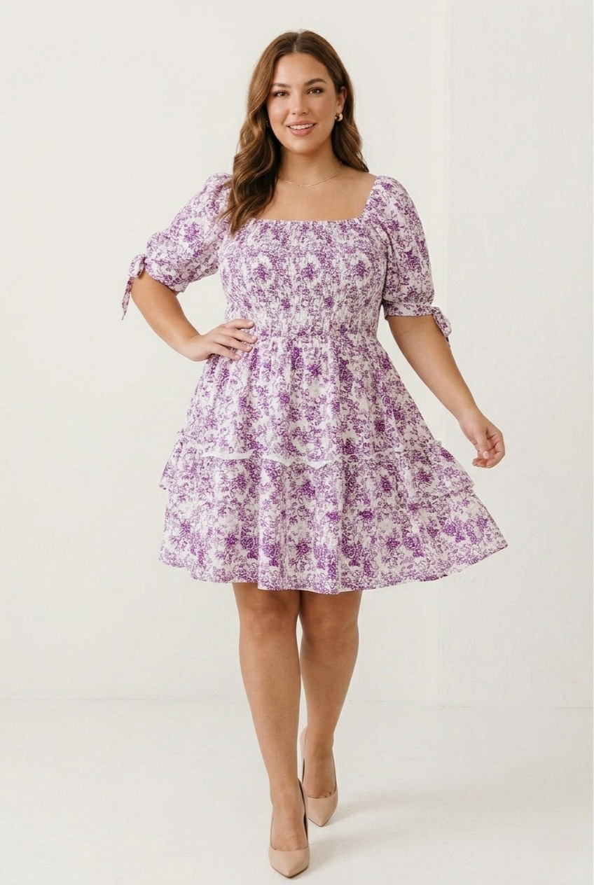 Lilas Floral Smocked Babydoll Dress