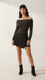 Bardot Ribbed Off Shoulder Sweater