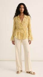 Vague Tie-Waist Printed Blouse