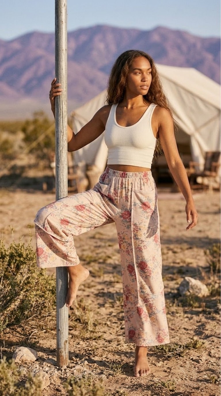 Rosier Floral Wide Leg Bottoms