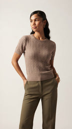 Câble Fine Knit Crew Neck