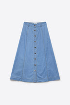 Brut Button Front Denim Midi Skirt
