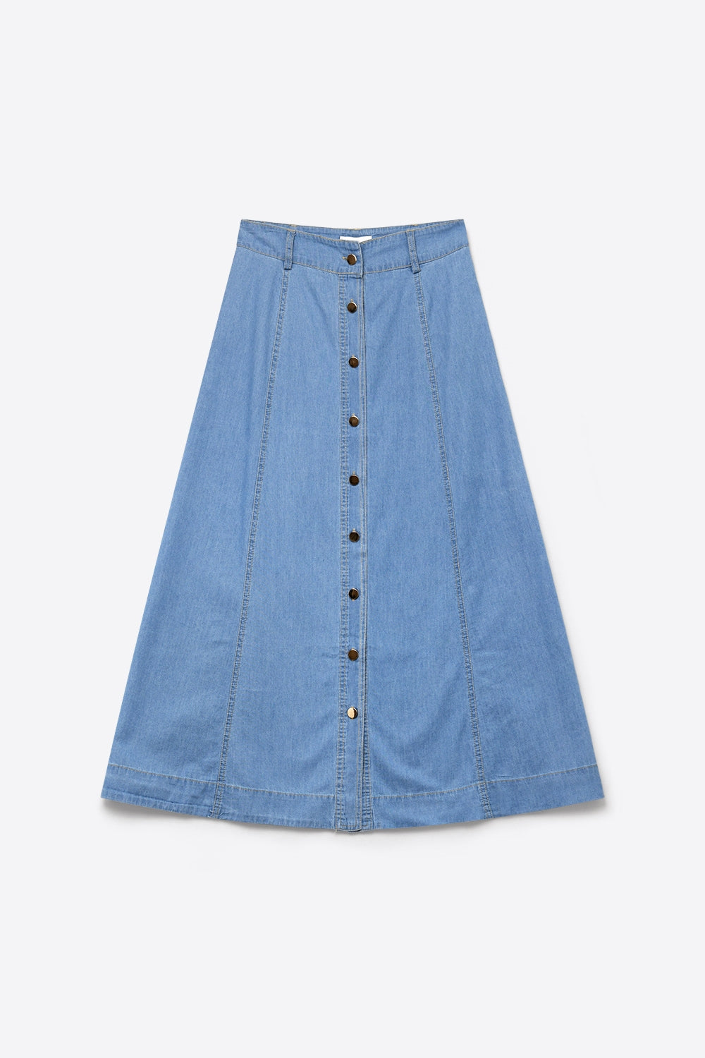 Brut Button Front Denim Midi Skirt