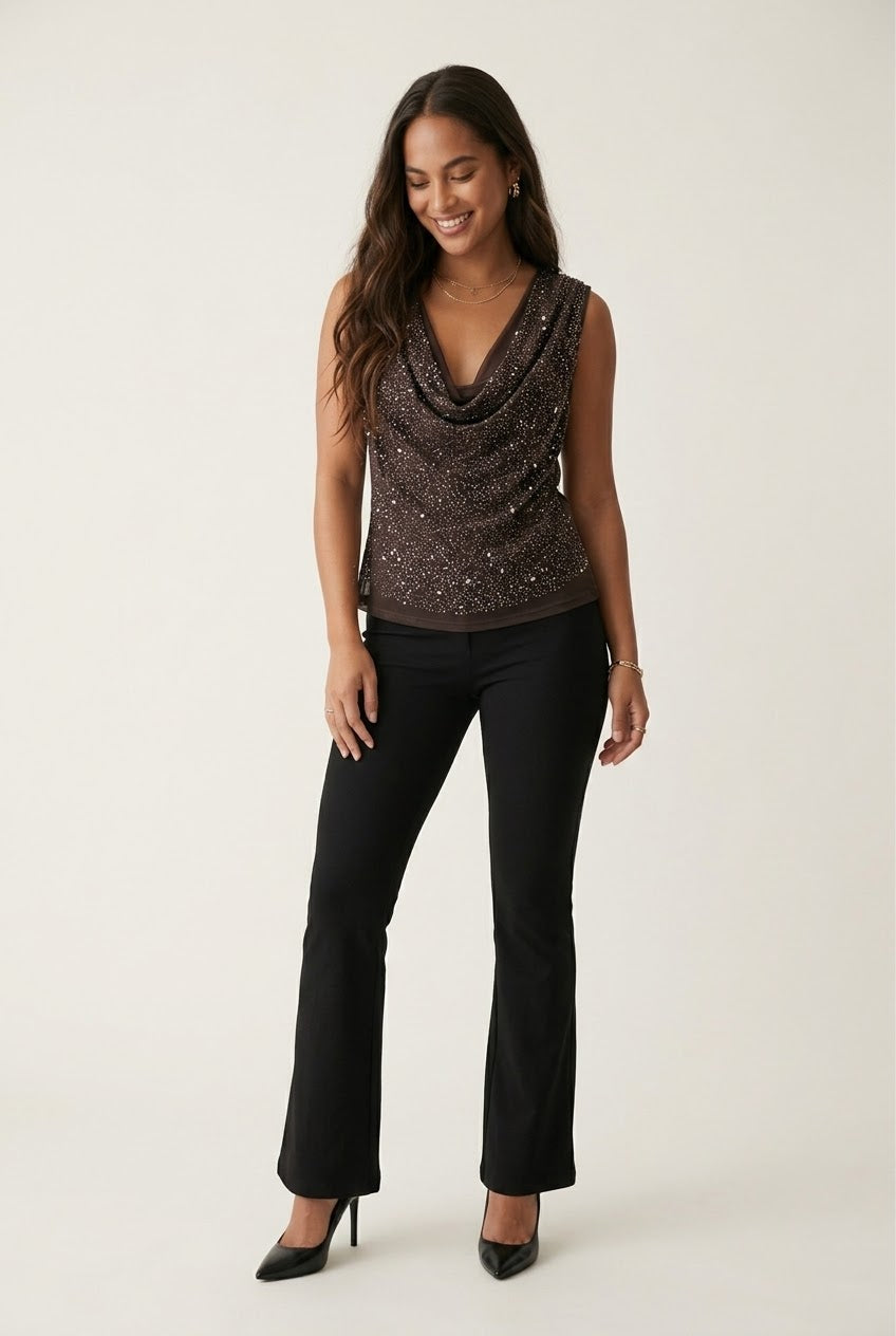 Scintilla Sequin Cowl Top