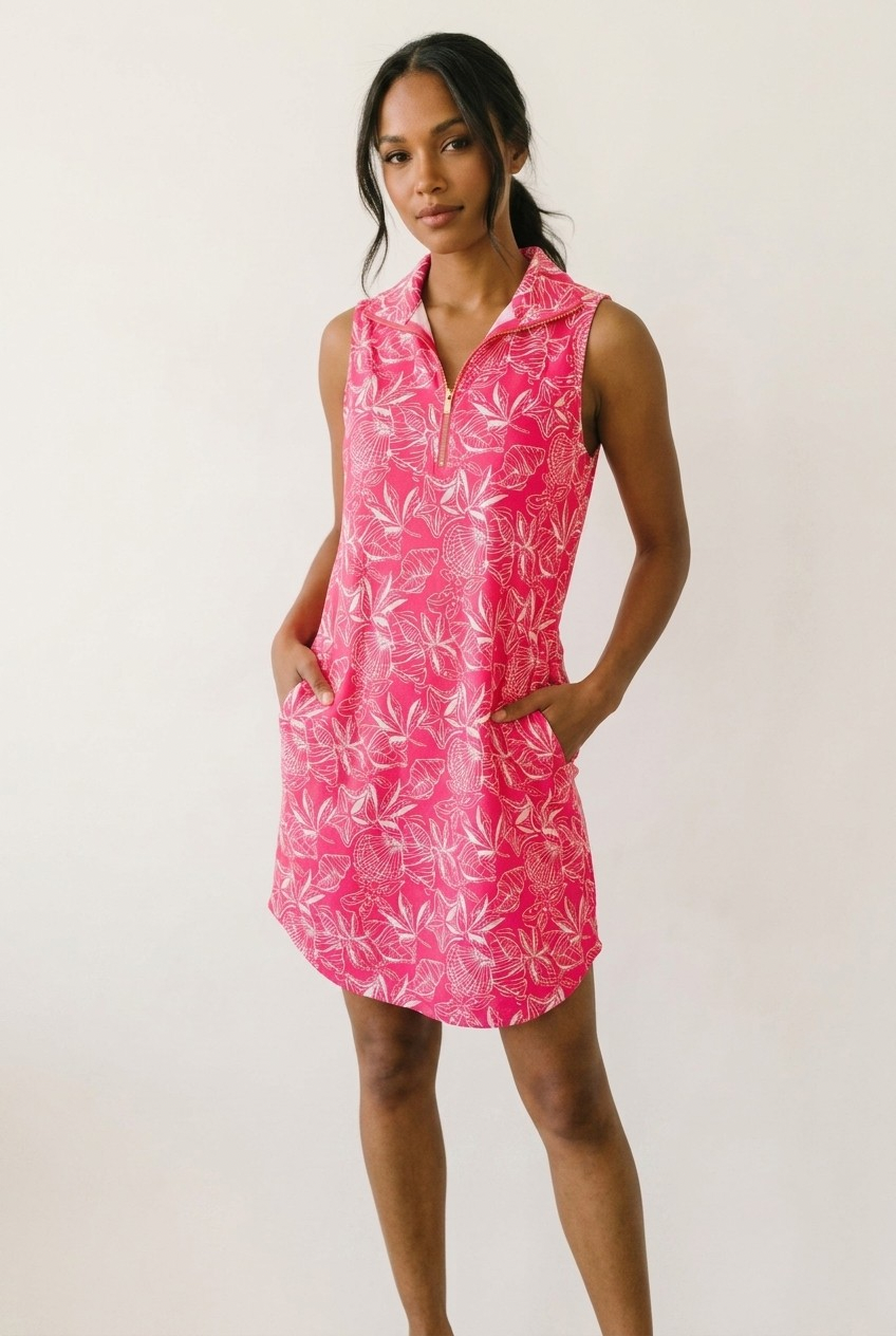 Rivage Quarter Zip Waffle Dress