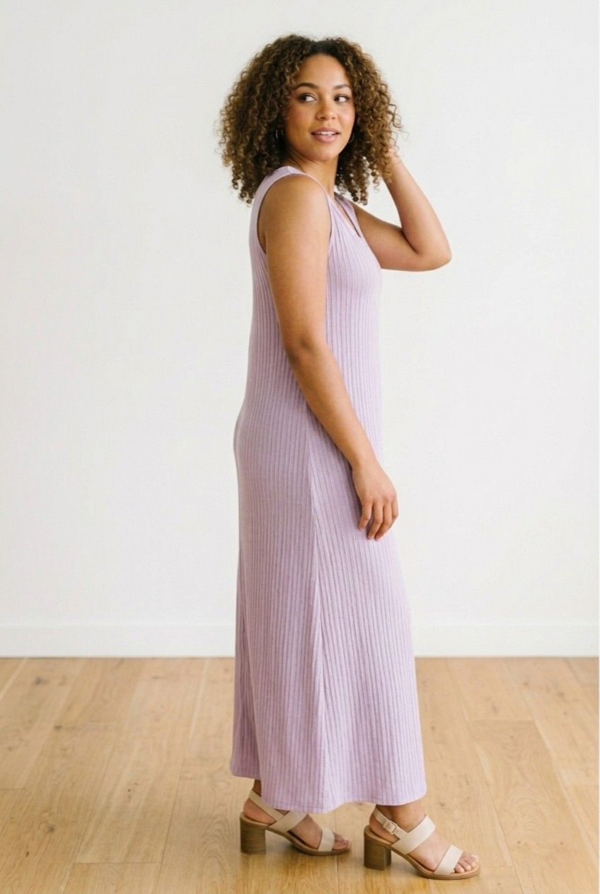 Corail Ribbed Knit Maxi Dress - Lavender