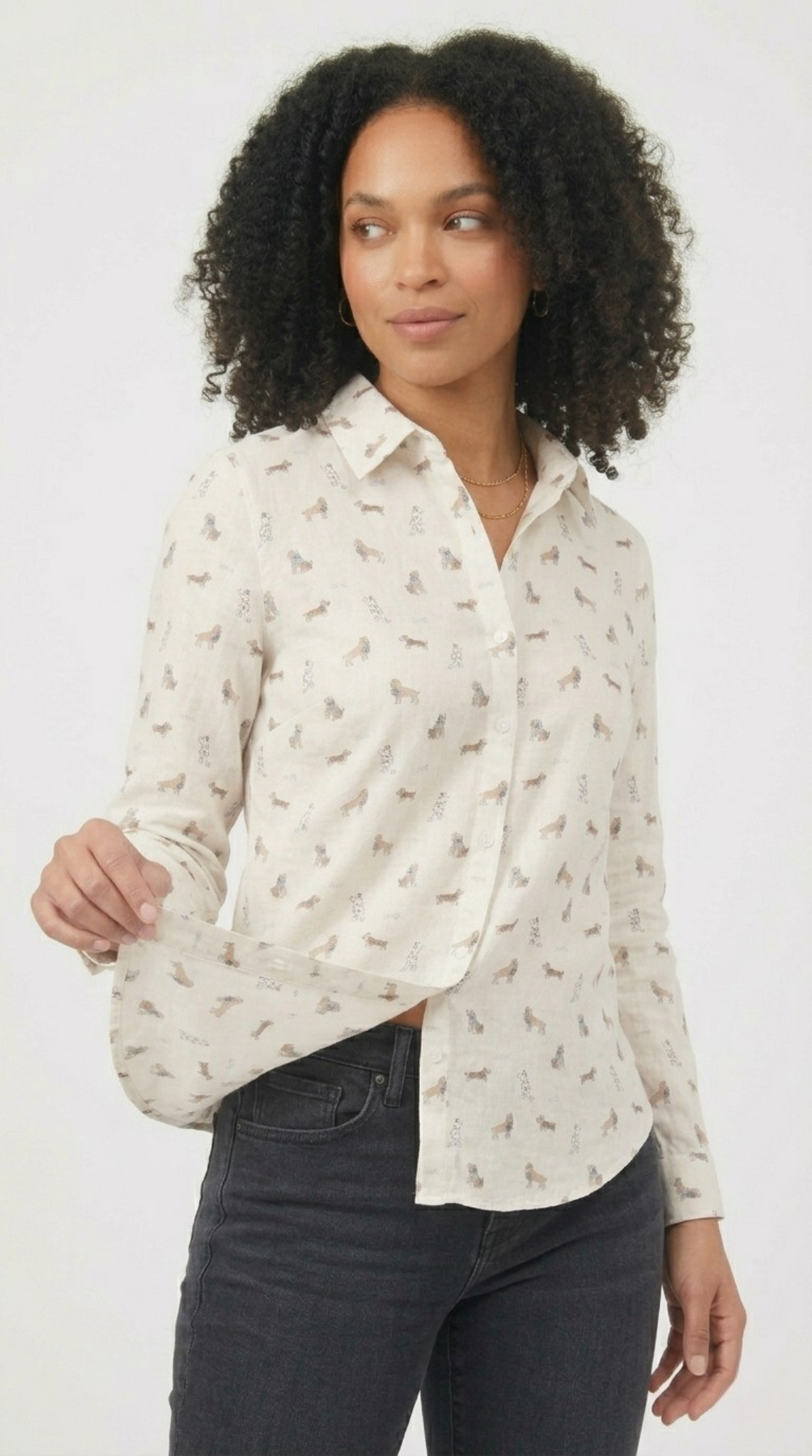 Caniche Dog Print Button Shirt
