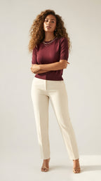 Nervuré Cap Sleeve Knit Sweater