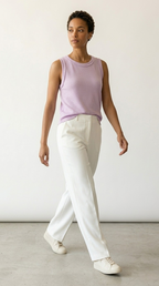 Alvéole Lilac Round Neck Waffle Tank
