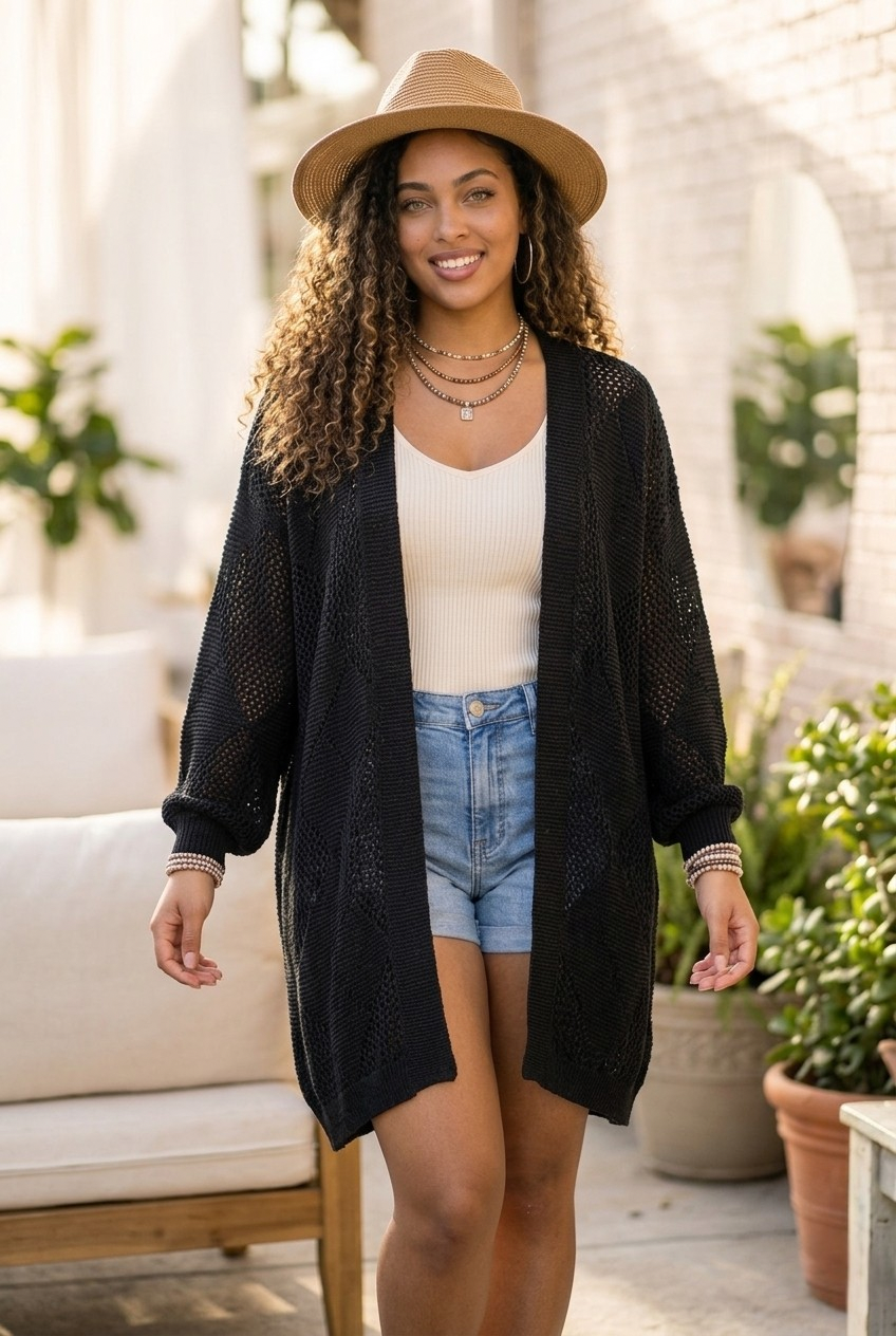 Lianne Crochet Argyle Cardigan