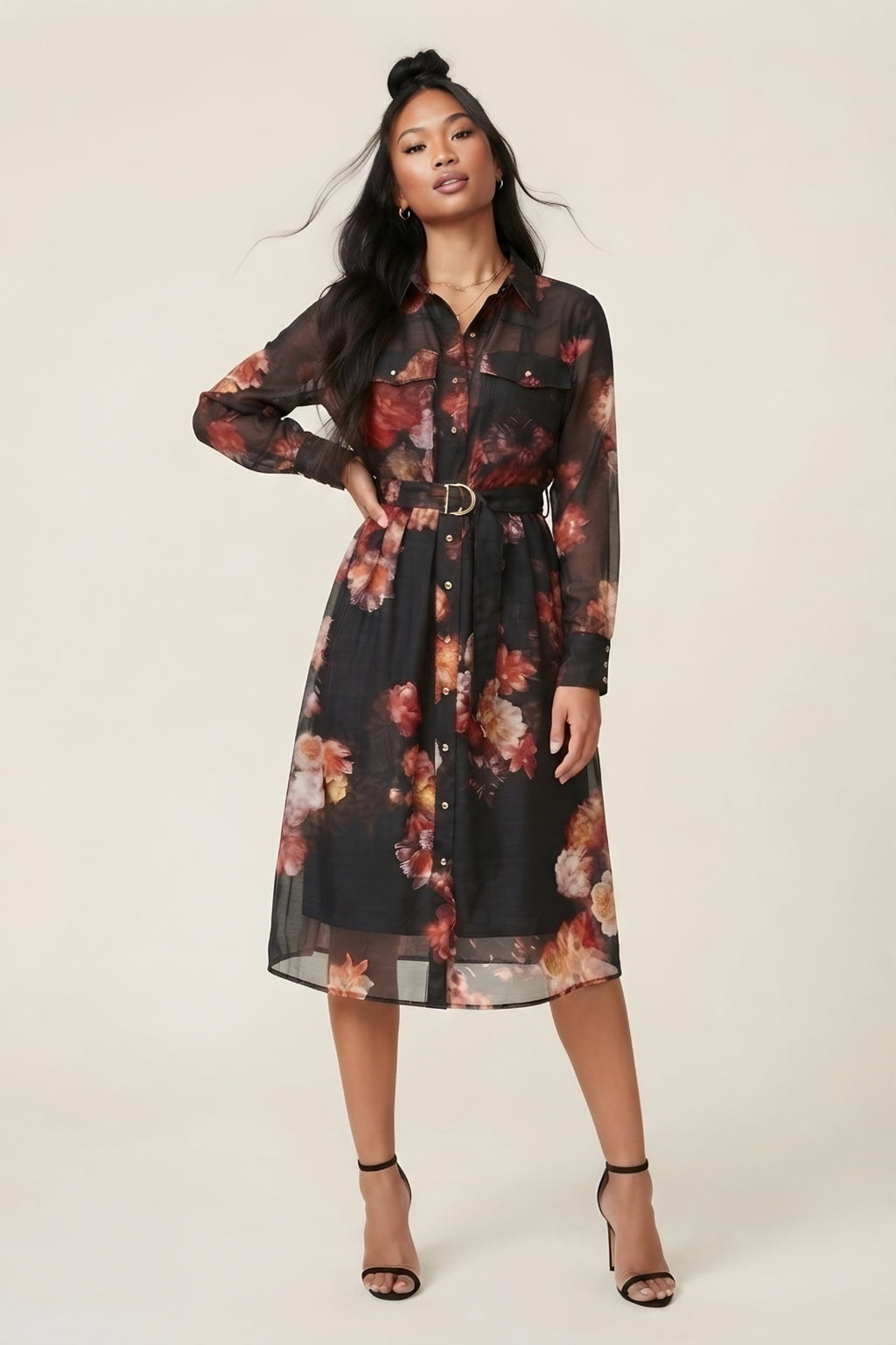 Jardin Floral Midi Shirt Dress