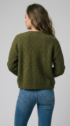 Contraste Fluffy Knit Cardigan