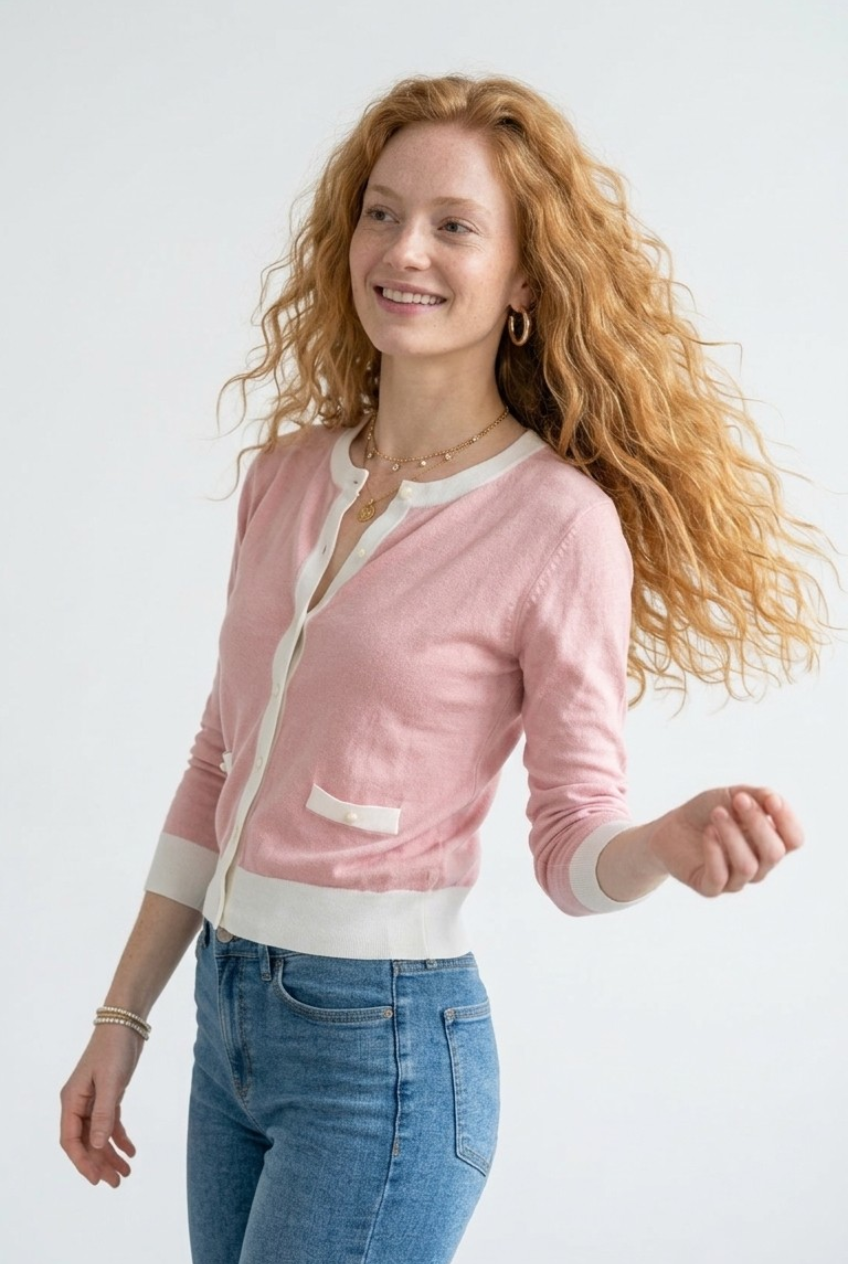 Galon Contrast Trim Cardigan